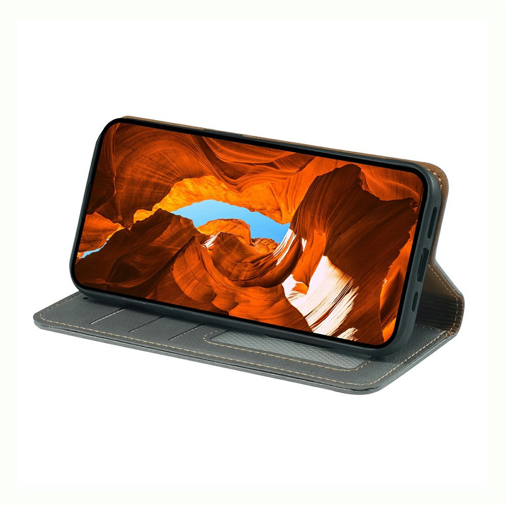 For iPhone 17 Pro Max Case Wallet RFID Blocking Leather Phone Cover Strong Magnetic Closure - Grey