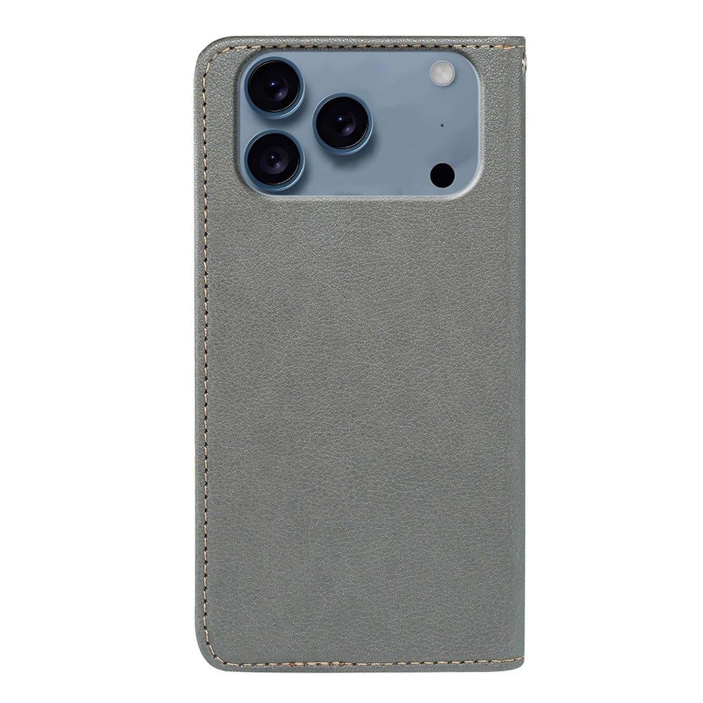 For iPhone 17 Pro Max Case Wallet RFID Blocking Leather Phone Cover Strong Magnetic Closure - Grey