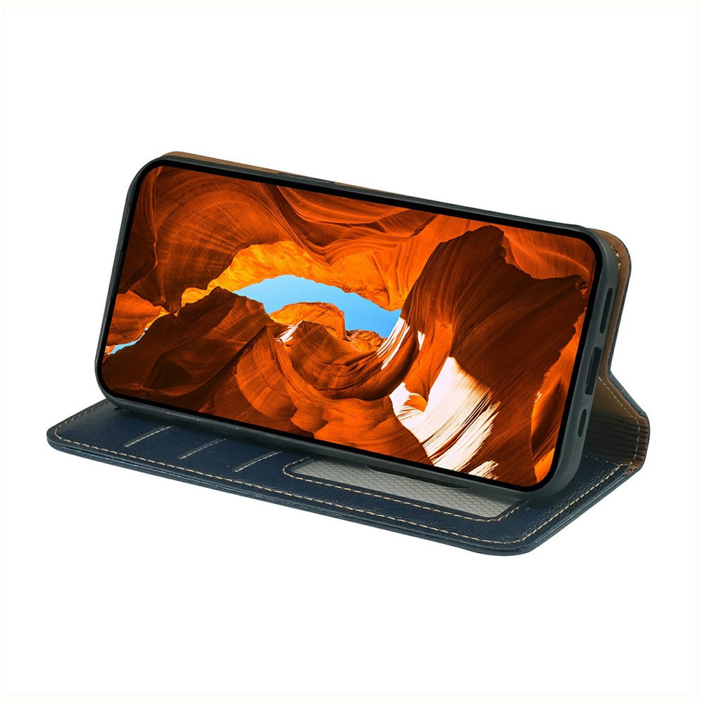 For iPhone 17 Pro Max Case Wallet RFID Blocking Leather Phone Cover Strong Magnetic Closure - Blue