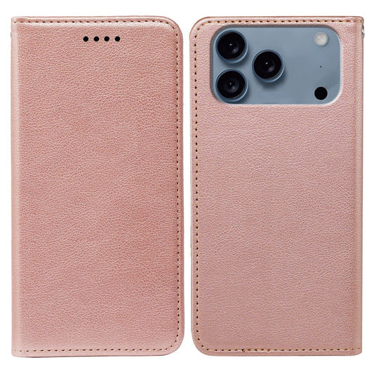 For iPhone 17 Pro Max Case Wallet RFID Blocking Leather Phone Cover Strong Magnetic Closure - Rose Gold