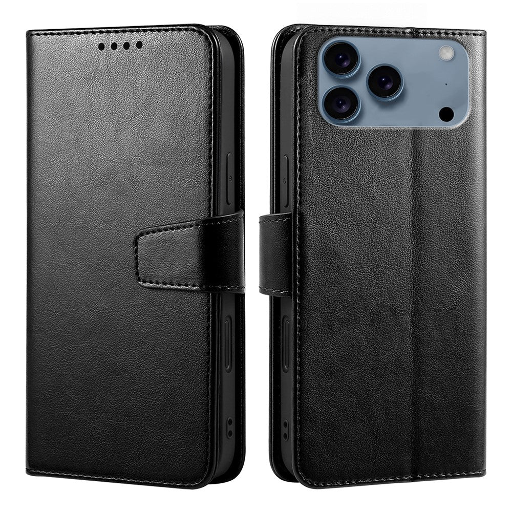 For iPhone 17 Pro Max Case Stand Card Holder Wallet Leather Phone Cover - Black