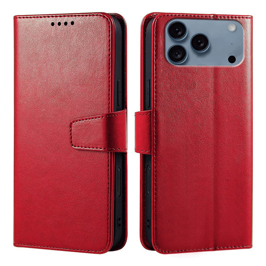For iPhone 17 Pro Max Case Stand Card Holder Wallet Leather Phone Cover - Red