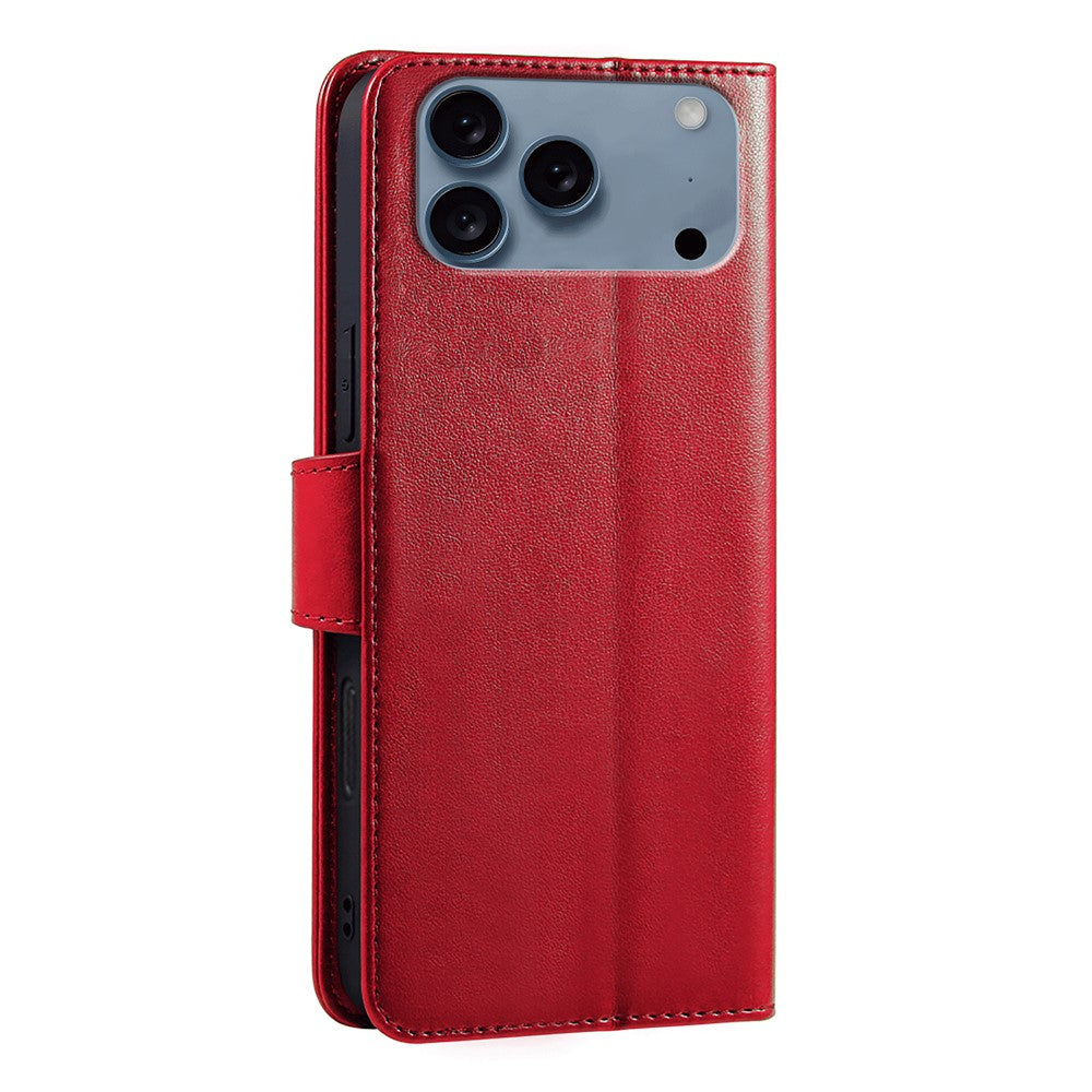 For iPhone 17 Pro Max Case Stand Card Holder Wallet Leather Phone Cover - Red