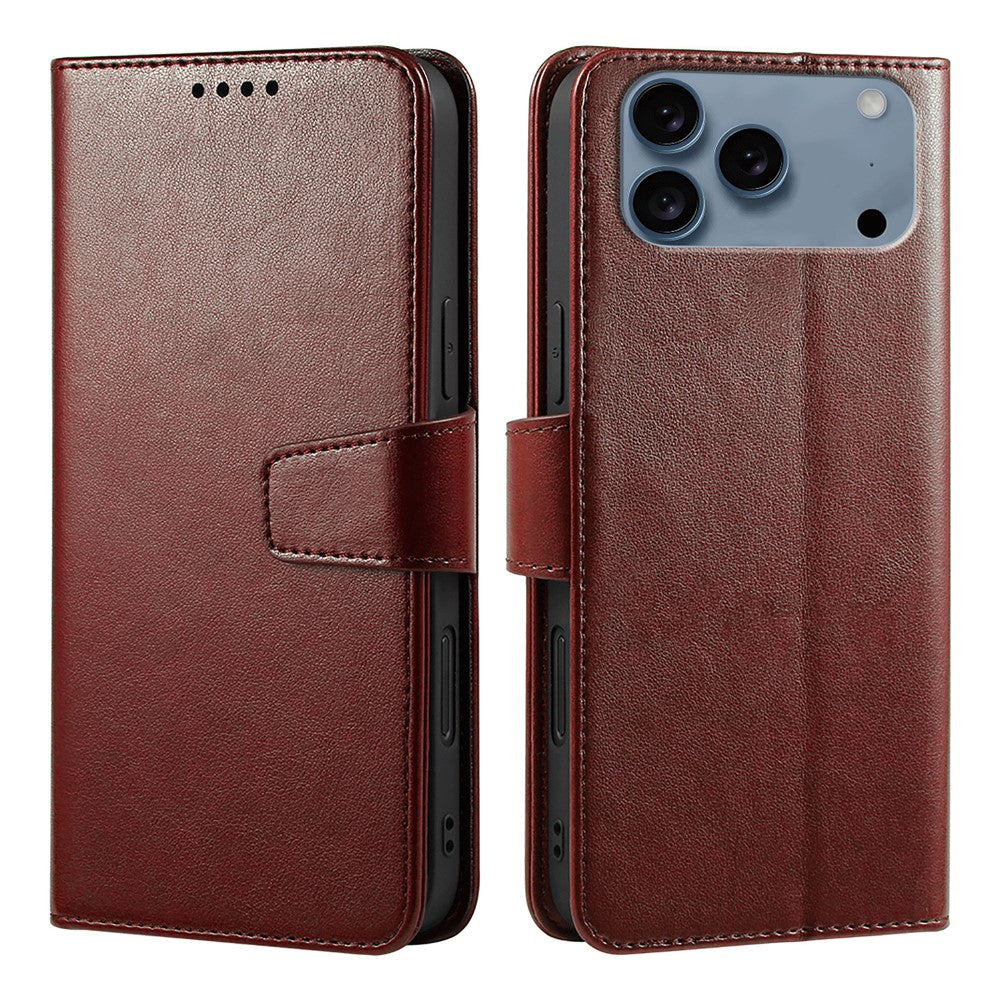 For iPhone 17 Pro Max Case Stand Card Holder Wallet Leather Phone Cover - Brown