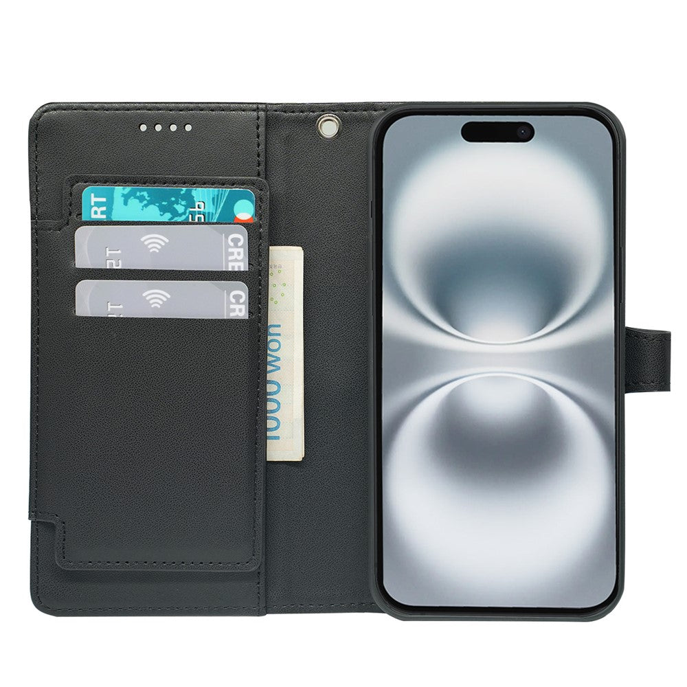 For iPhone 17 Pro Max Case with 9 Card Slots PU Leather Stand Phone Cover - Black