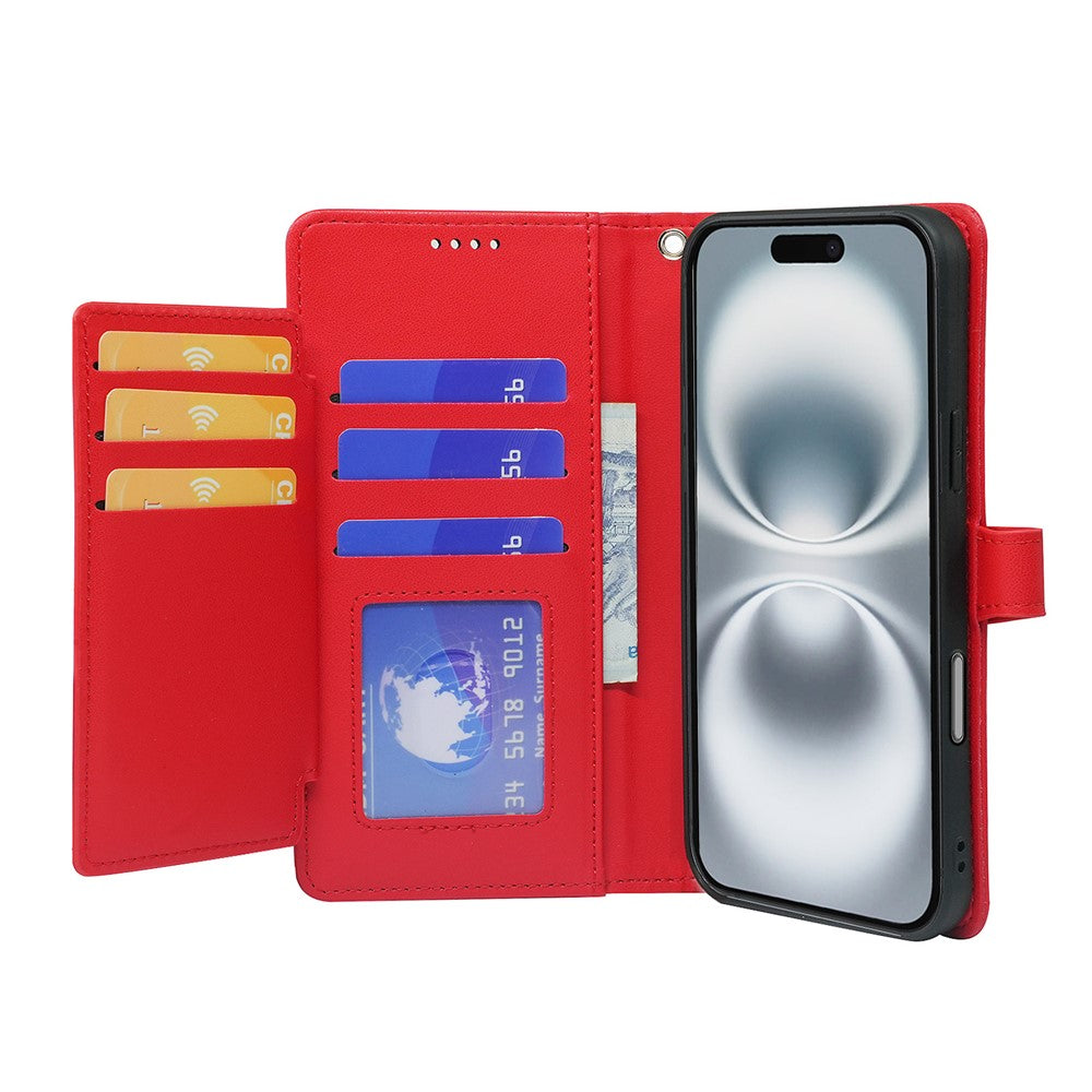 For iPhone 17 Pro Max Case with 9 Card Slots PU Leather Stand Phone Cover - Red