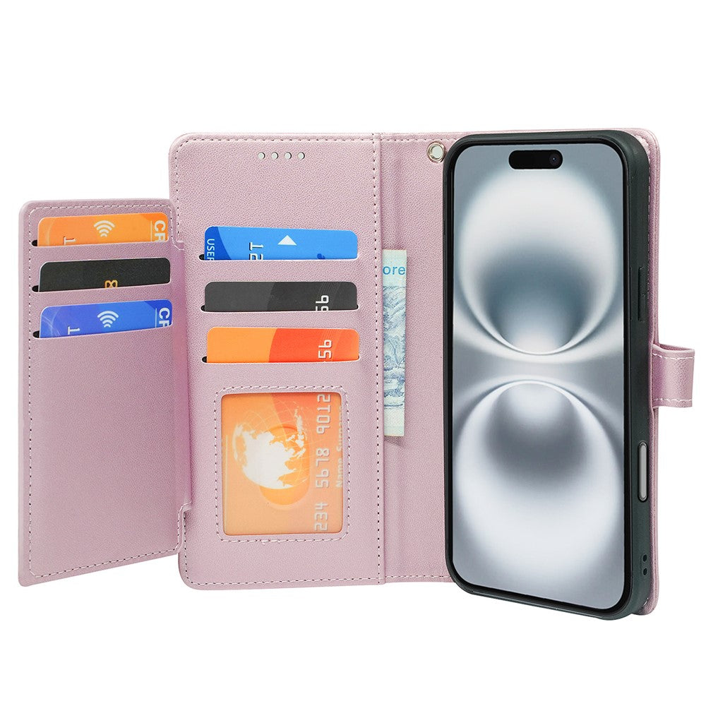 For iPhone 17 Pro Max Case with 9 Card Slots PU Leather Stand Phone Cover - Rose Gold