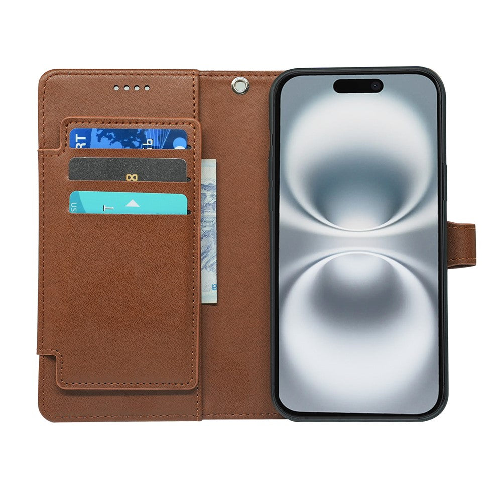 For iPhone 17 Pro Max Case with 9 Card Slots PU Leather Stand Phone Cover - Brown