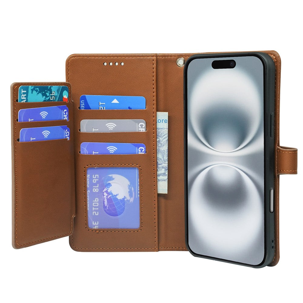 For iPhone 17 Pro Max Case with 9 Card Slots PU Leather Stand Phone Cover - Brown