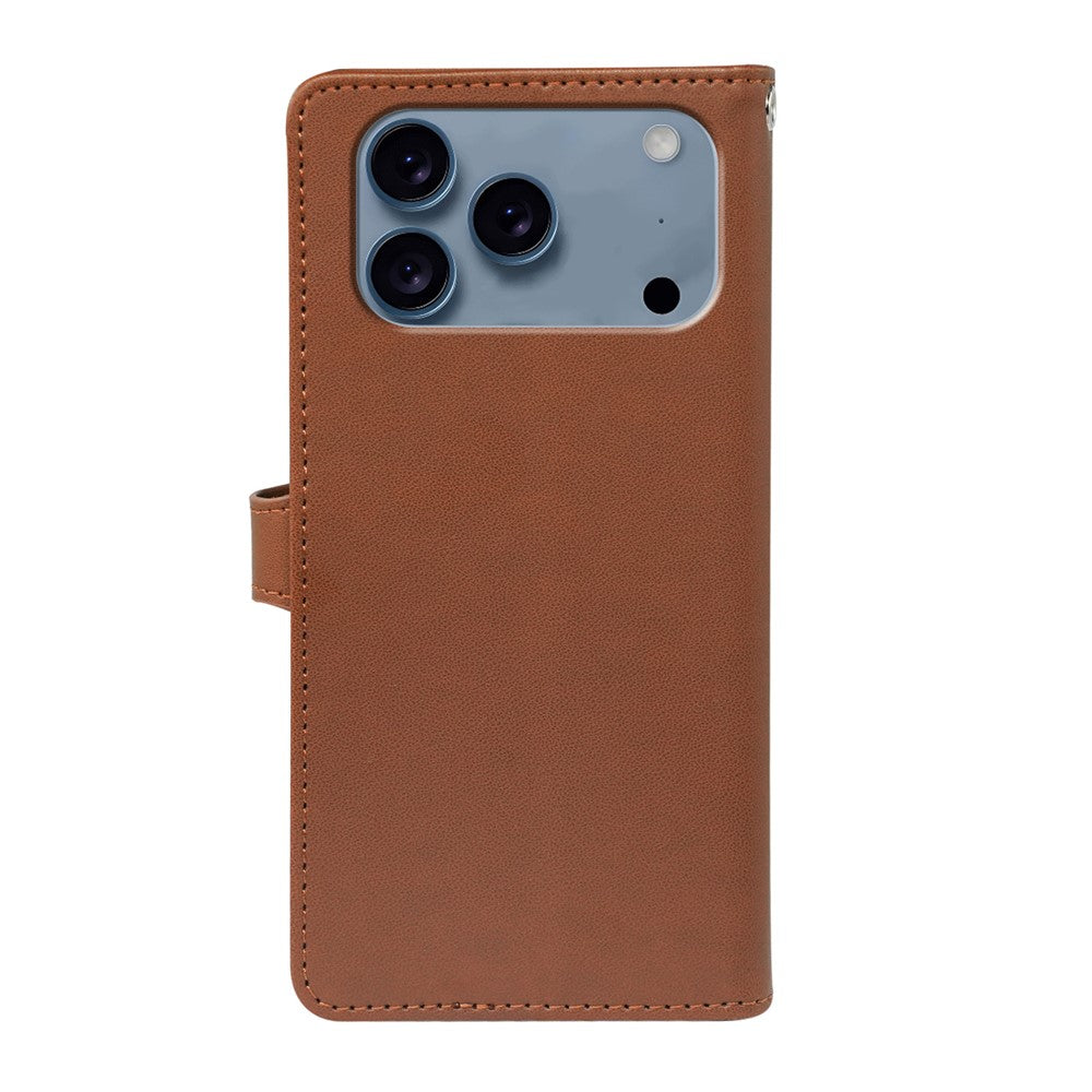 For iPhone 17 Pro Max Case with 9 Card Slots PU Leather Stand Phone Cover - Brown
