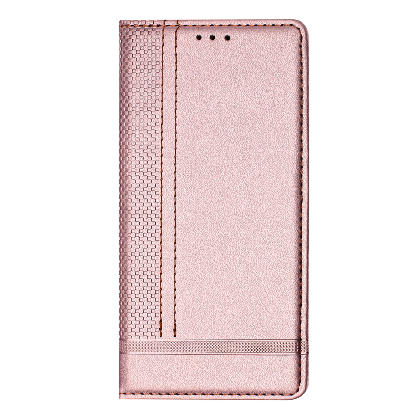 For Oppo Reno14 Pro 5G (China) / Oppo Reno14 Pro 5G (Global) Case L-Shaped Grid Pattern Leather Stand Phone Cover with Card Slots - Rose Gold