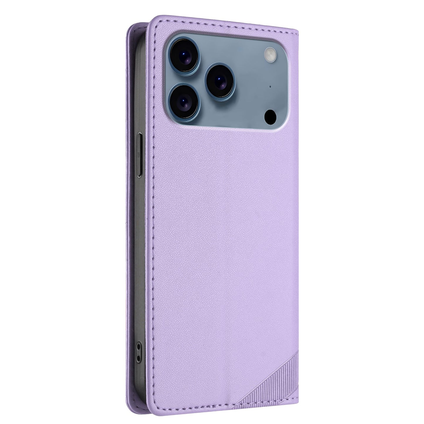 For iPhone 17 Pro Max Phone Cases Punk Style Imprinted Wallet Stand Leather Cover - Light Purple