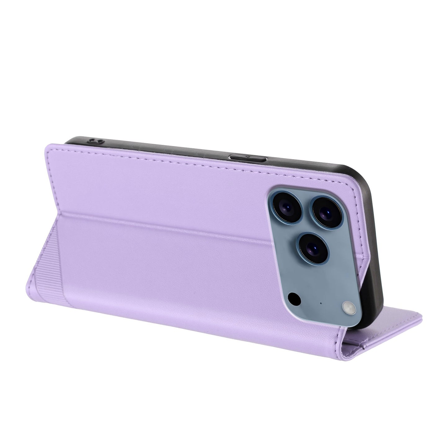 For iPhone 17 Pro Max Phone Cases Punk Style Imprinted Wallet Stand Leather Cover - Light Purple