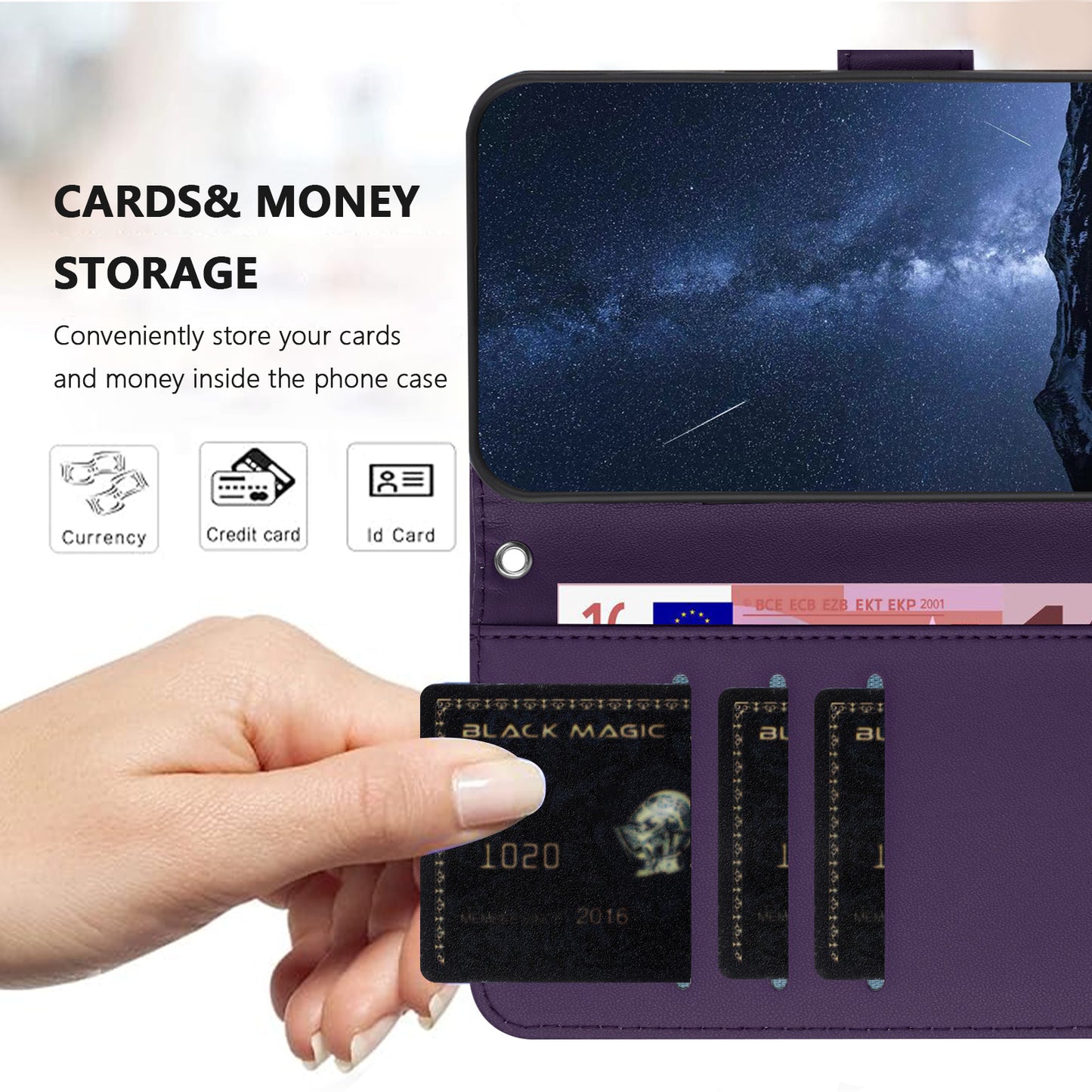 For Oppo Reno14 Pro 5G (China) / Oppo Reno14 Pro 5G (Global) Leather Case Wallet Stand Solid Color Anti Drop Phone Cover - Purple