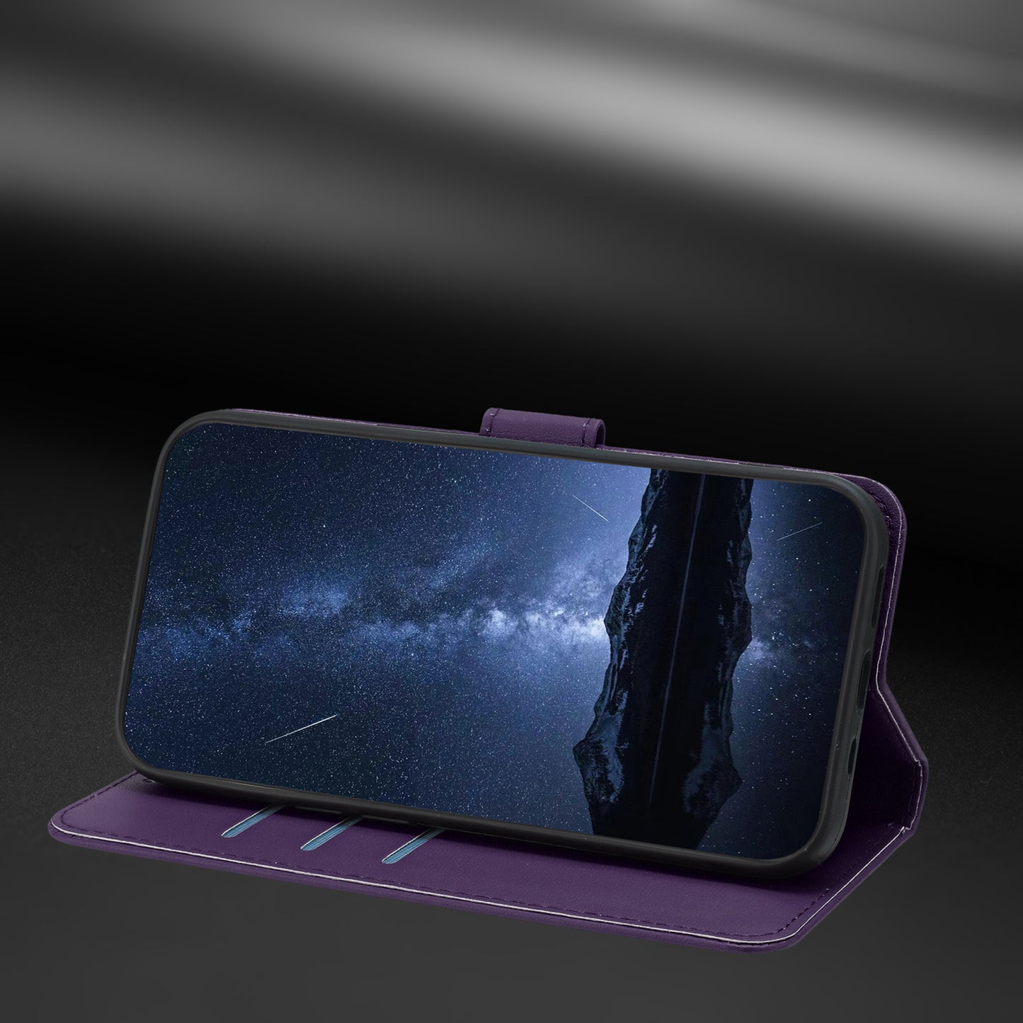 For Oppo Reno14 Pro 5G (China) / Oppo Reno14 Pro 5G (Global) Leather Case Wallet Stand Solid Color Anti Drop Phone Cover - Purple