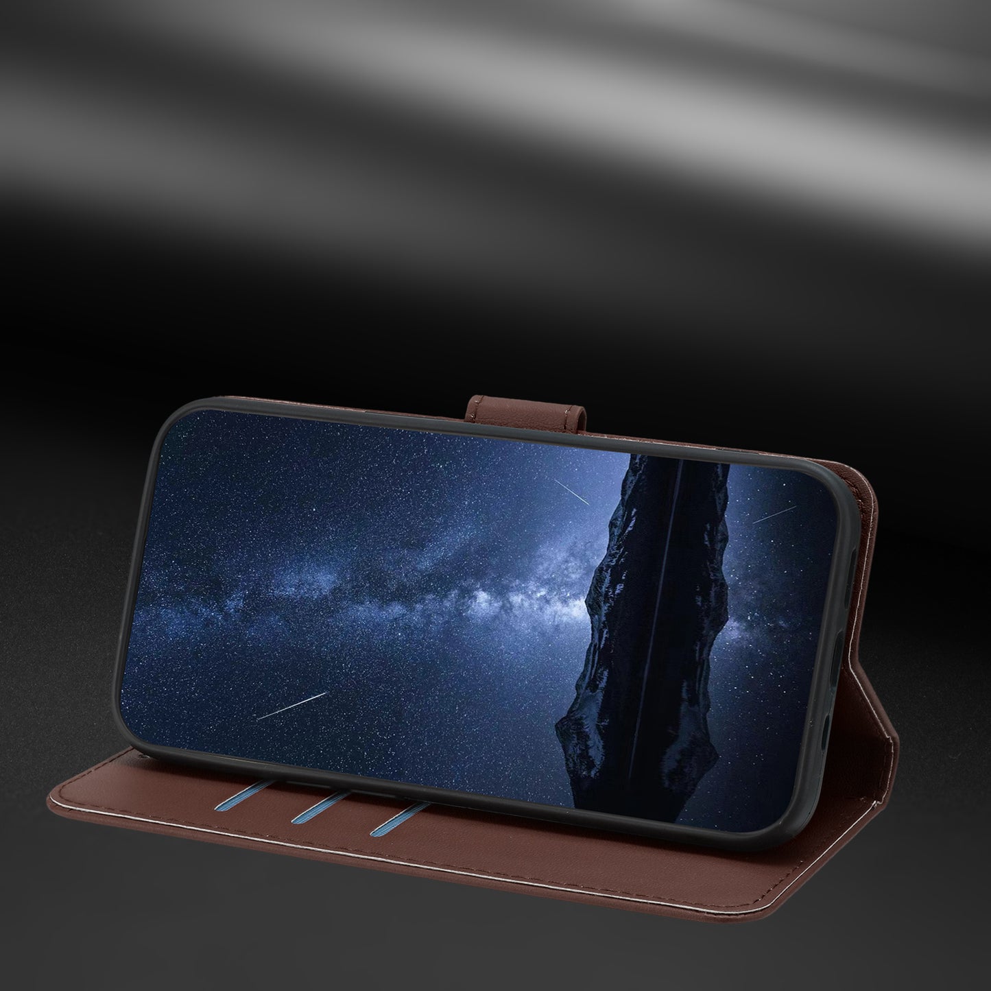 For Oppo Reno14 Pro 5G (China) / Oppo Reno14 Pro 5G (Global) Leather Case Wallet Stand Solid Color Anti Drop Phone Cover - Brown