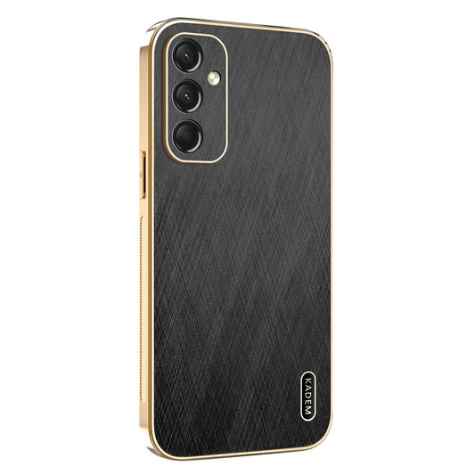 KADEM For Samsung Galaxy A17 5G Case Electroplating Silk Texture PU + TPU Phone Back Cover - Black