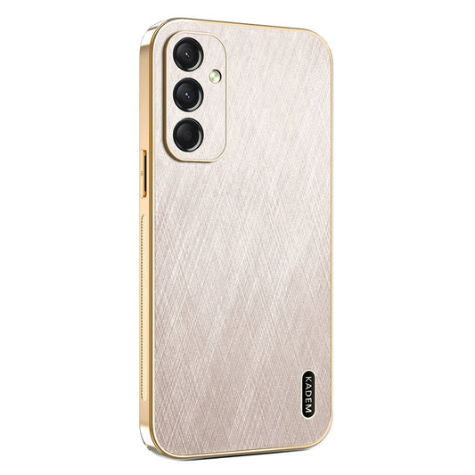 KADEM For Samsung Galaxy A17 5G Case Electroplating Silk Texture PU + TPU Phone Back Cover - Gold