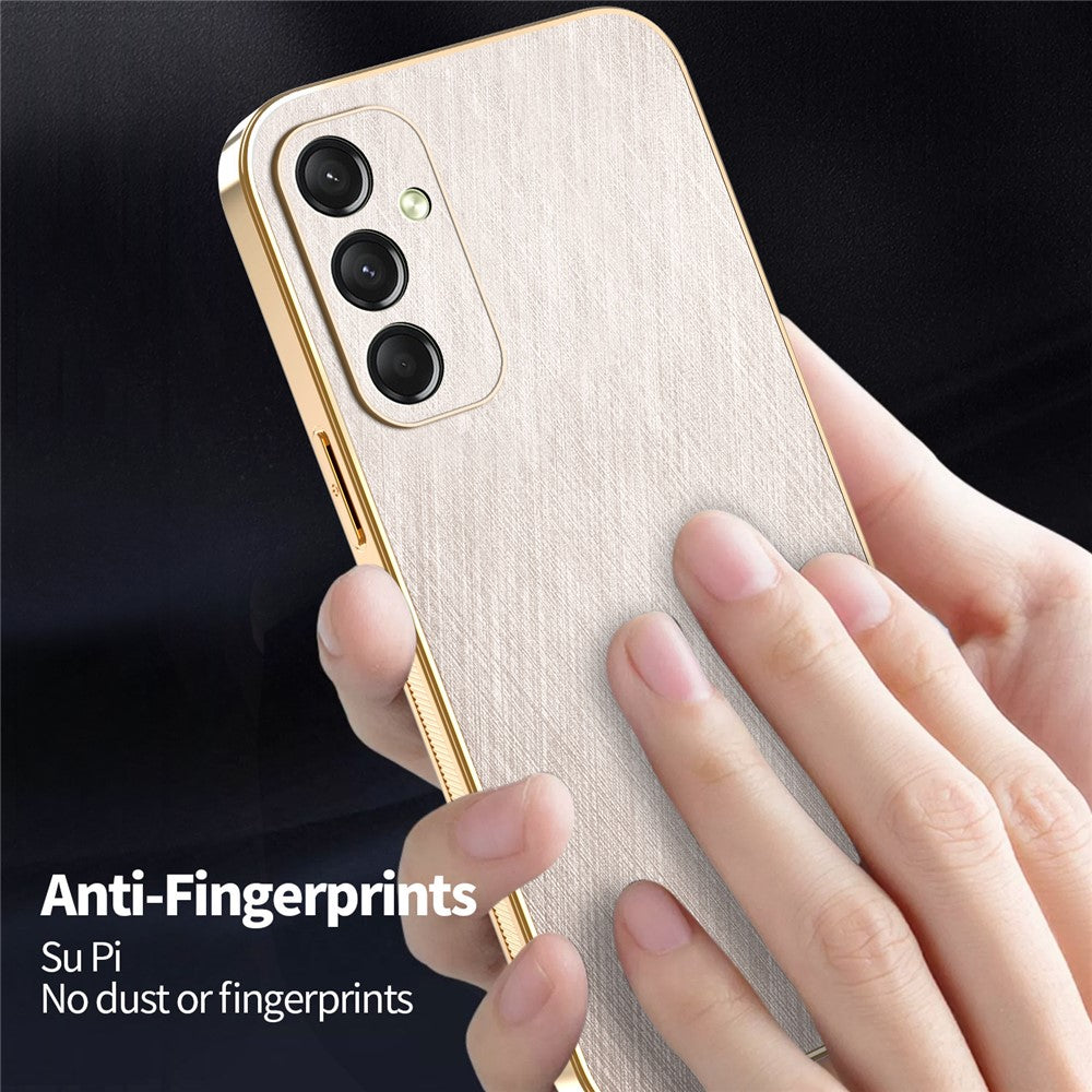 KADEM For Samsung Galaxy A17 5G Case Electroplating Silk Texture PU + TPU Phone Back Cover - Gold
