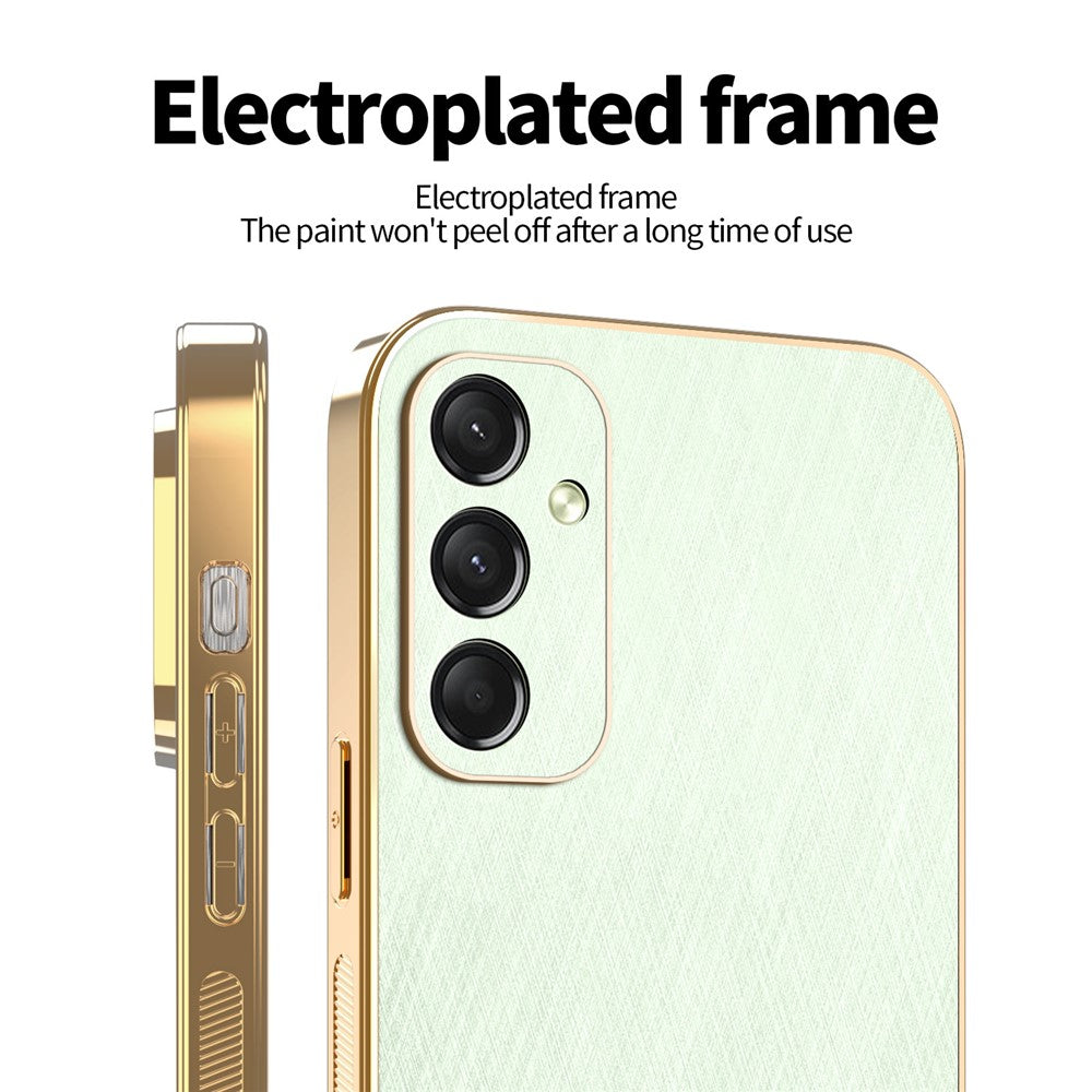 KADEM For Samsung Galaxy A17 5G Case Electroplating Silk Texture PU + TPU Phone Back Cover - Green