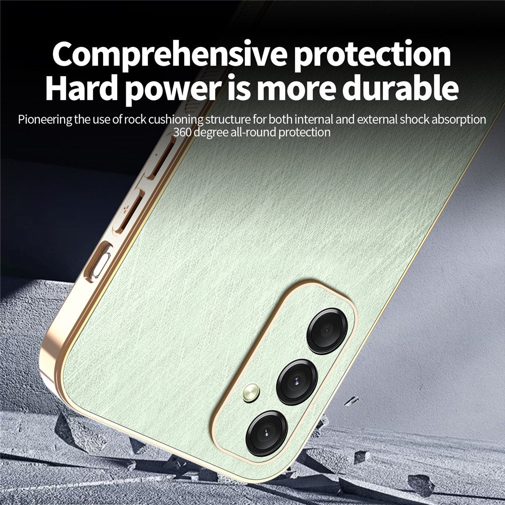 KADEM For Samsung Galaxy A17 5G Case Electroplating Silk Texture PU + TPU Phone Back Cover - Green