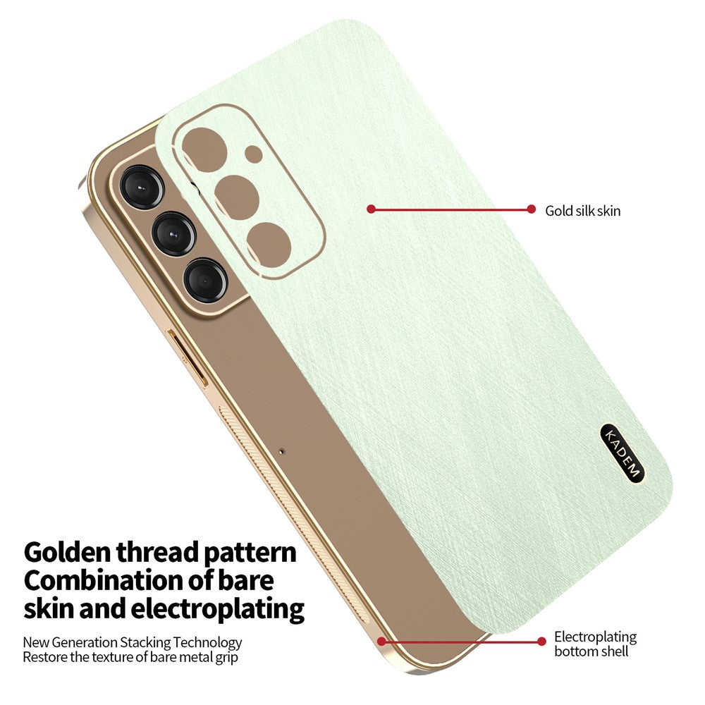 KADEM For Samsung Galaxy A17 5G Case Electroplating Silk Texture PU + TPU Phone Back Cover - Green