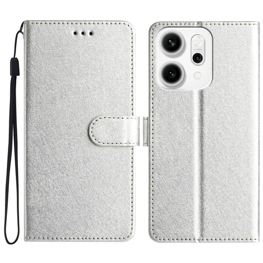 For Oppo Reno14 Pro 5G (Global) Wallet Case Leather Folio Phone Cover Magnetic Clasp - Silver