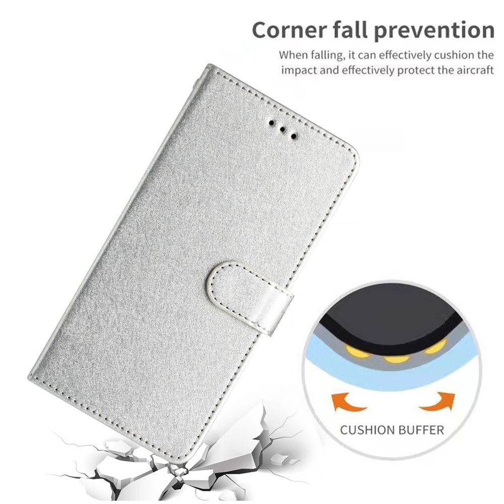 For Oppo Reno14 Pro 5G (Global) Wallet Case Leather Folio Phone Cover Magnetic Clasp - Silver