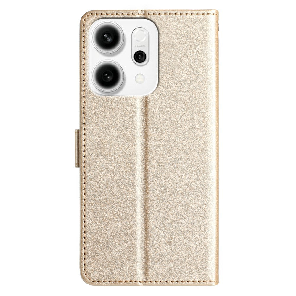 For Oppo Reno14 Pro 5G (Global) Wallet Case Leather Folio Phone Cover Magnetic Clasp - Gold