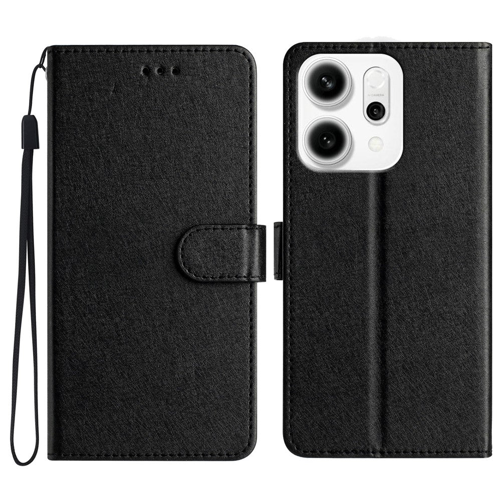 For Oppo Reno14 Pro 5G (Global) Wallet Case Leather Folio Phone Cover Magnetic Clasp - Black