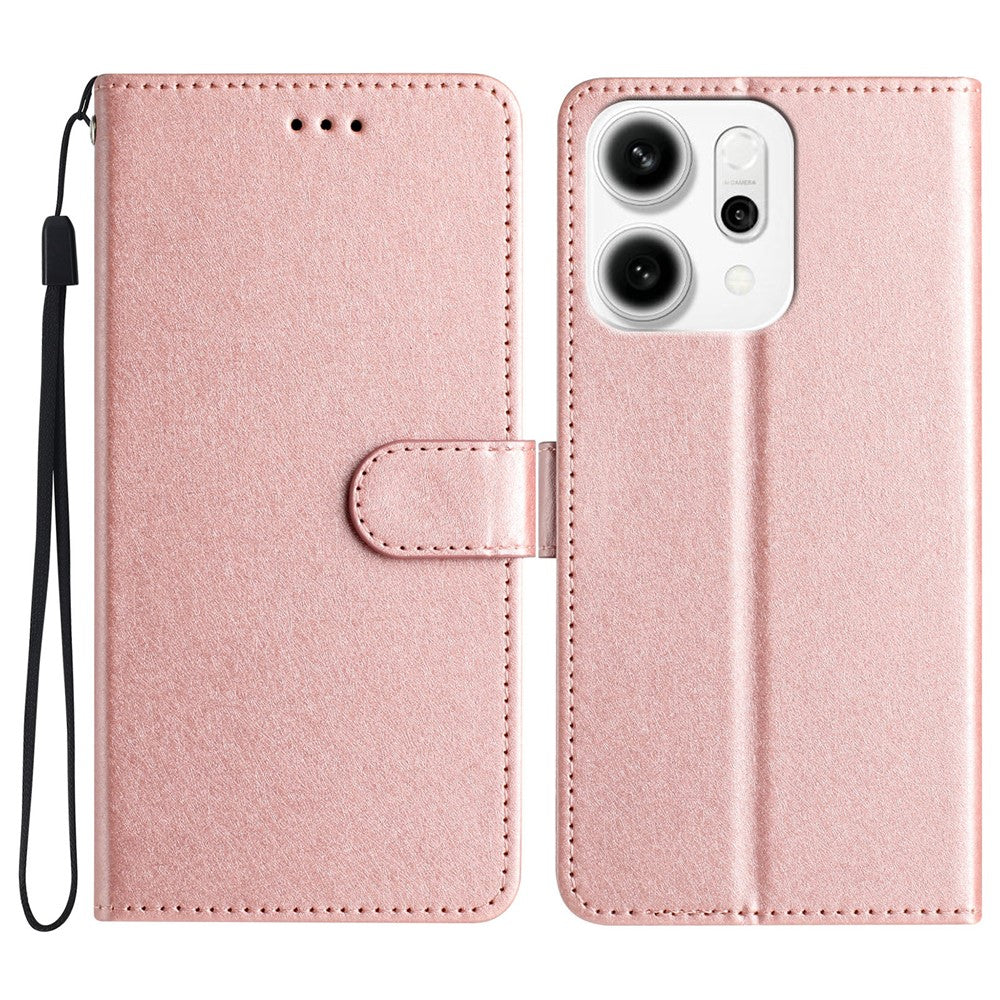 For Oppo Reno14 Pro 5G (Global) Wallet Case Leather Folio Phone Cover Magnetic Clasp - Rose Gold
