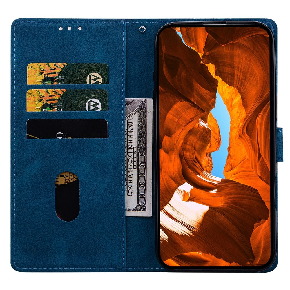 For iPhone 17 Pro Max Leather Case Imprinted Checkered Pattern Wallet Stand Flip Phone Cover - Blue