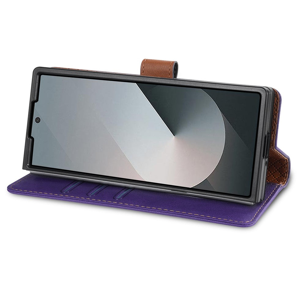 N.BEKUS CSJ-001 For Samsung Galaxy Z Fold7 5G Stand Case PU Leather Wallet Phone Cover - Purple