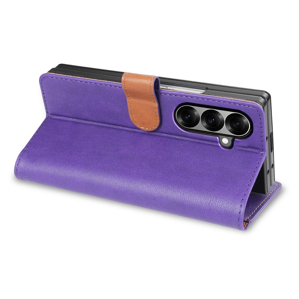 N.BEKUS CSJ-001 For Samsung Galaxy Z Fold7 5G Stand Case PU Leather Wallet Phone Cover - Purple