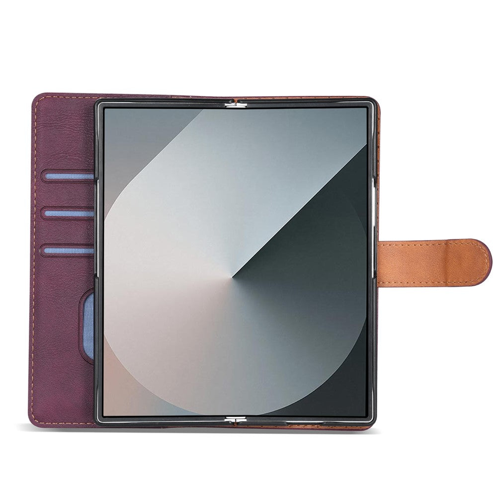N.BEKUS CSJ-001 For Samsung Galaxy Z Fold7 5G Stand Case PU Leather Wallet Phone Cover - Wine Red