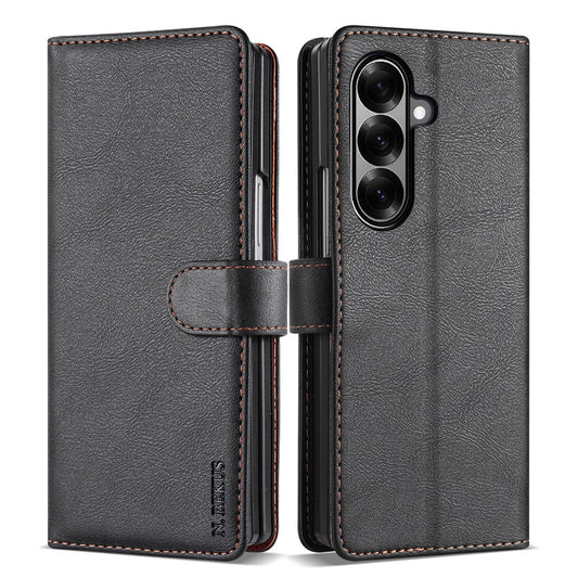 N.BEKUS CSJ-001 For Samsung Galaxy Z Fold7 5G Stand Case PU Leather Wallet Phone Cover - Black