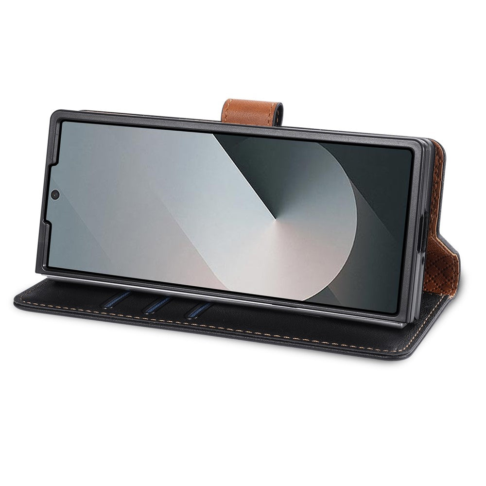 N.BEKUS CSJ-001 For Samsung Galaxy Z Fold7 5G Stand Case PU Leather Wallet Phone Cover - Black