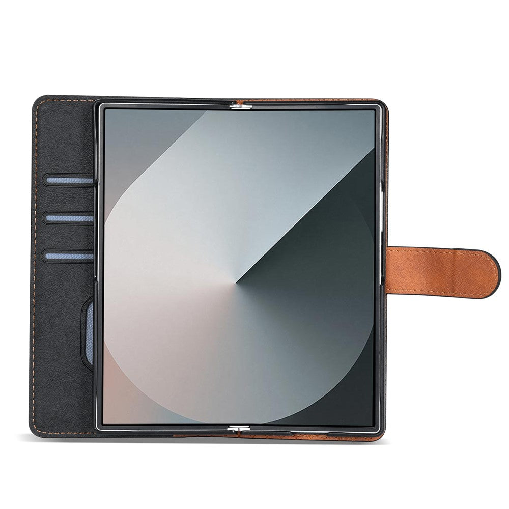 N.BEKUS CSJ-001 For Samsung Galaxy Z Fold7 5G Stand Case PU Leather Wallet Phone Cover - Black