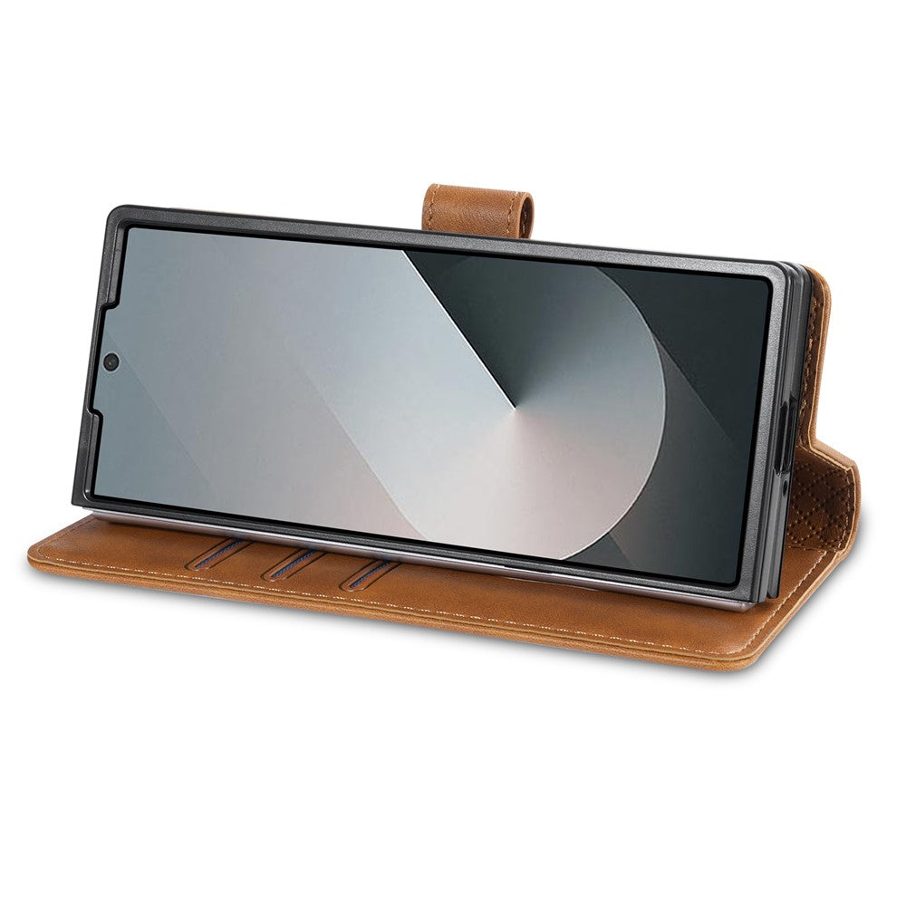 N.BEKUS CSJ-001 For Samsung Galaxy Z Fold7 5G Stand Case PU Leather Wallet Phone Cover - Brown