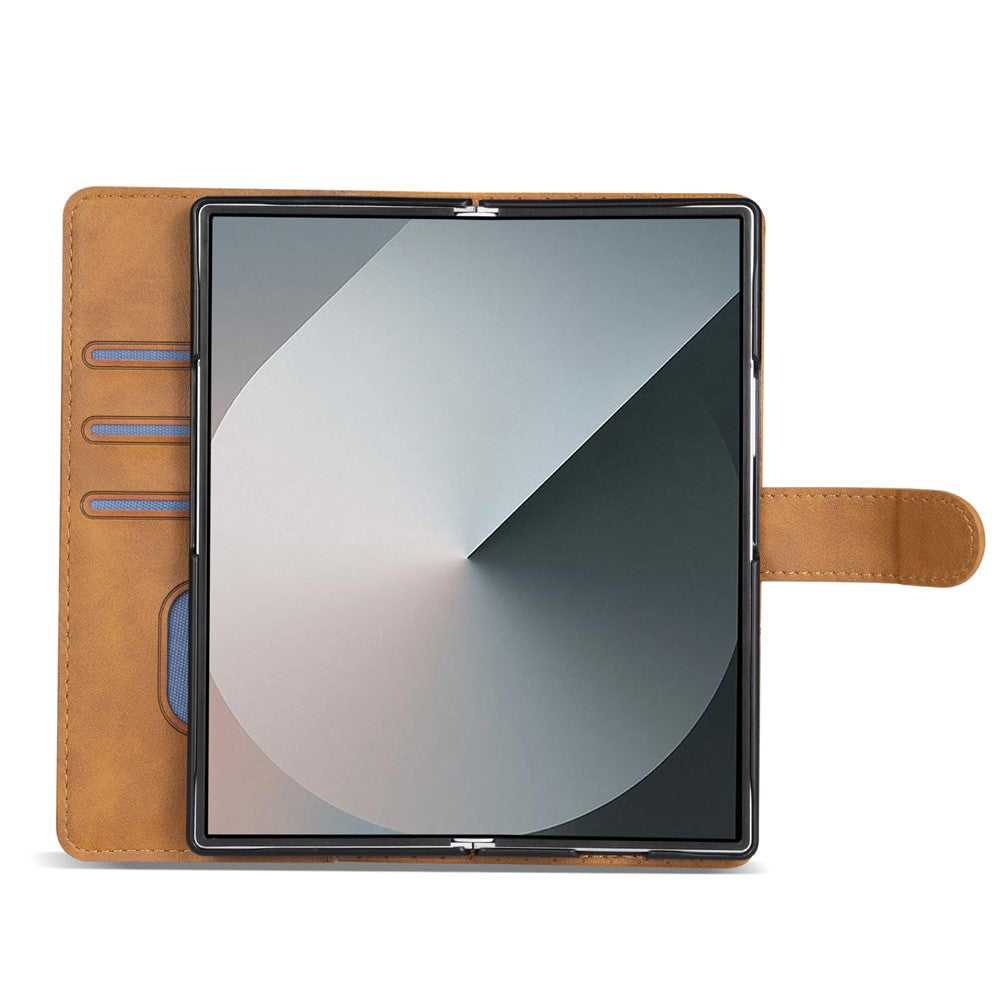 N.BEKUS CSJ-001 For Samsung Galaxy Z Fold7 5G Stand Case PU Leather Wallet Phone Cover - Brown