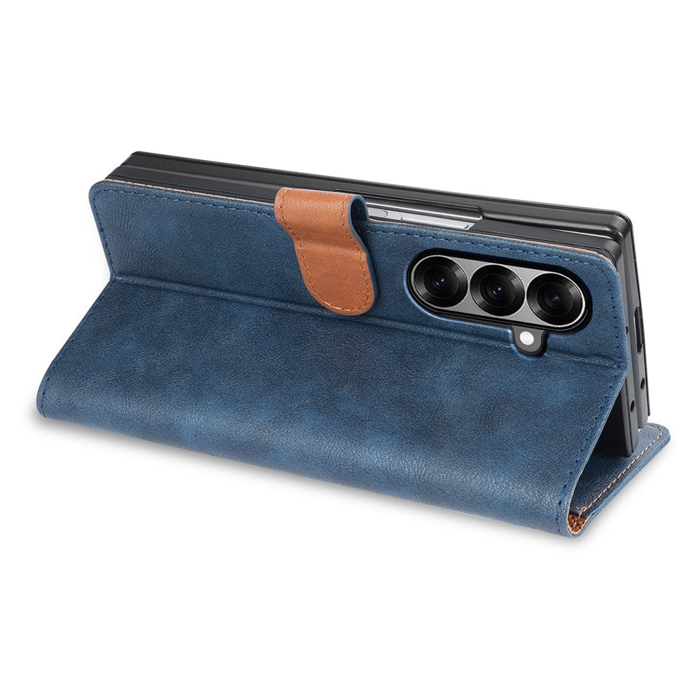 N.BEKUS CSJ-001 For Samsung Galaxy Z Fold7 5G Stand Case PU Leather Wallet Phone Cover - Blue