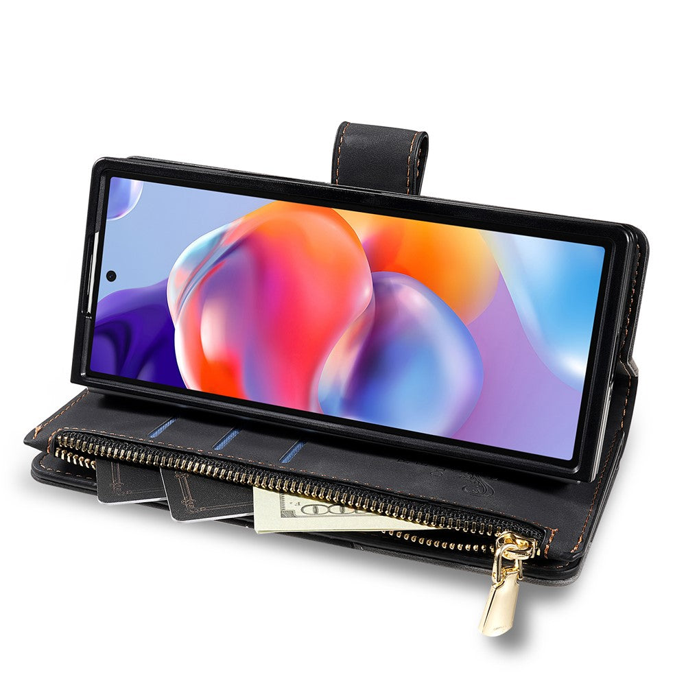 For Samsung Galaxy Z Fold7 5G PU + PC Case Color Splicing Leather Phone Cover with Strap - Black