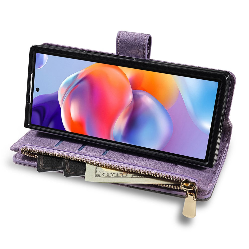 For Samsung Galaxy Z Fold7 5G PU + PC Case Color Splicing Leather Phone Cover with Strap - Purple