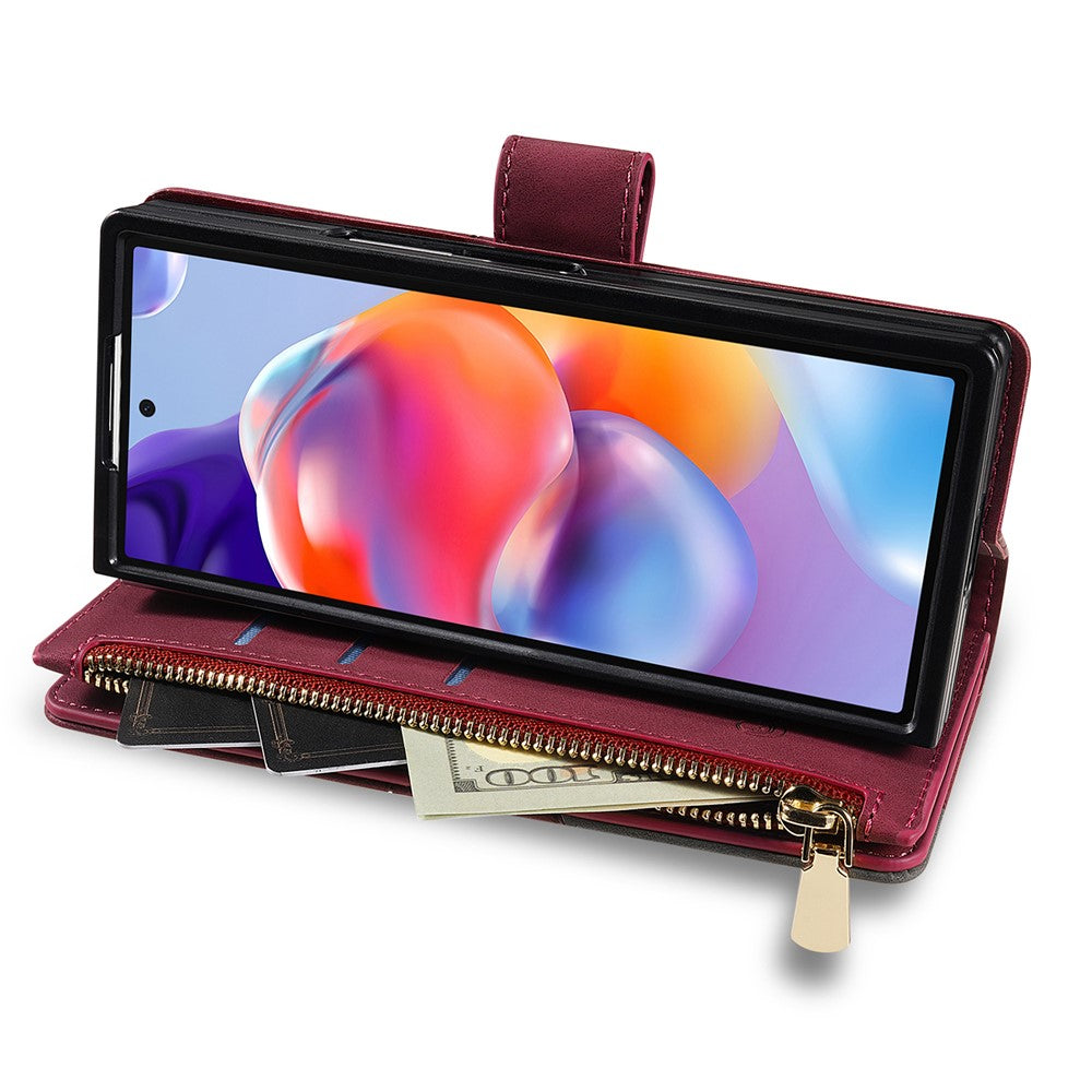 For Samsung Galaxy Z Fold7 5G PU + PC Case Color Splicing Leather Phone Cover with Strap - Red