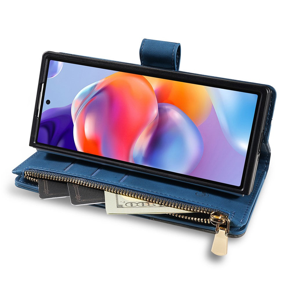 For Samsung Galaxy Z Fold7 5G PU + PC Case Color Splicing Leather Phone Cover with Strap - Blue