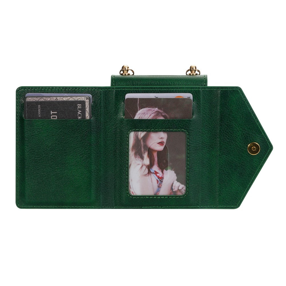 N.BEKUS For Samsung Galaxy Z Flip7 5G Case Zipper Card Holder PU + PC Phone Cover with Shoulder Strap - Green