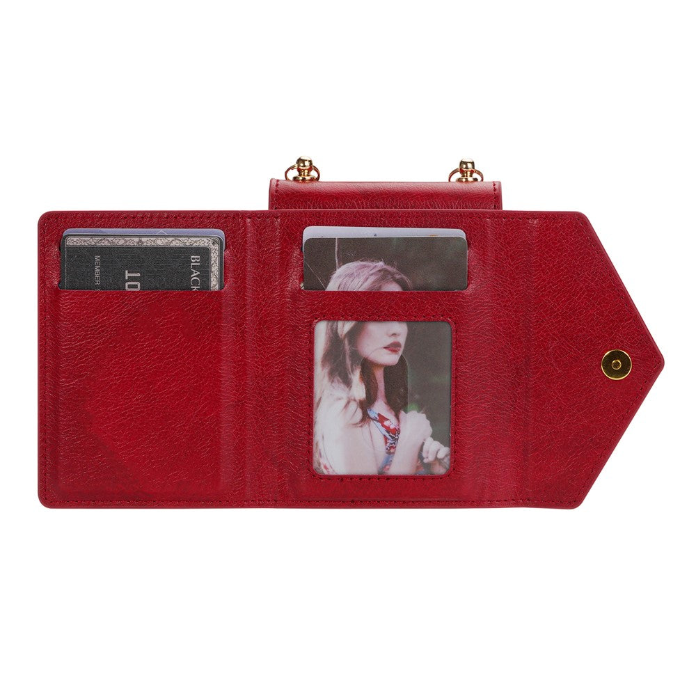 N.BEKUS For Samsung Galaxy Z Flip7 5G Case Zipper Card Holder PU + PC Phone Cover with Shoulder Strap - Red