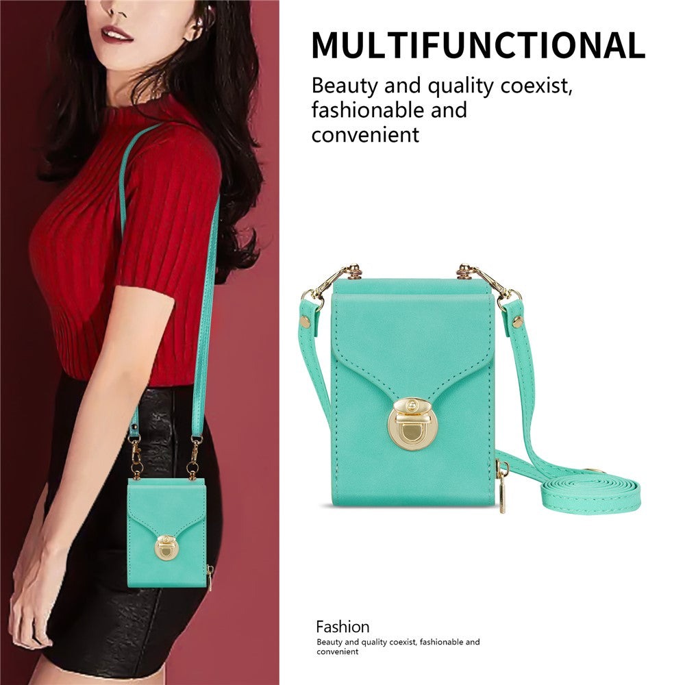 For Samsung Galaxy Z Flip7 5G Case Zipper Wallet PU Leather TPU PC Phone Cover with Shoulder Strap - Mint Green