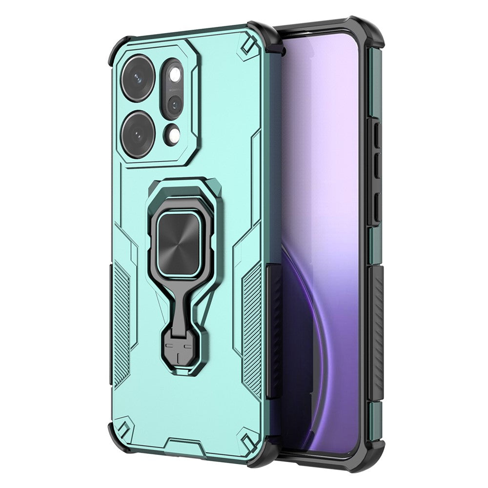For Oppo Reno14 Pro 5G (Global) Case Rotatable Ring Kickstand PC + TPU Shockproof Phone Cover - Green