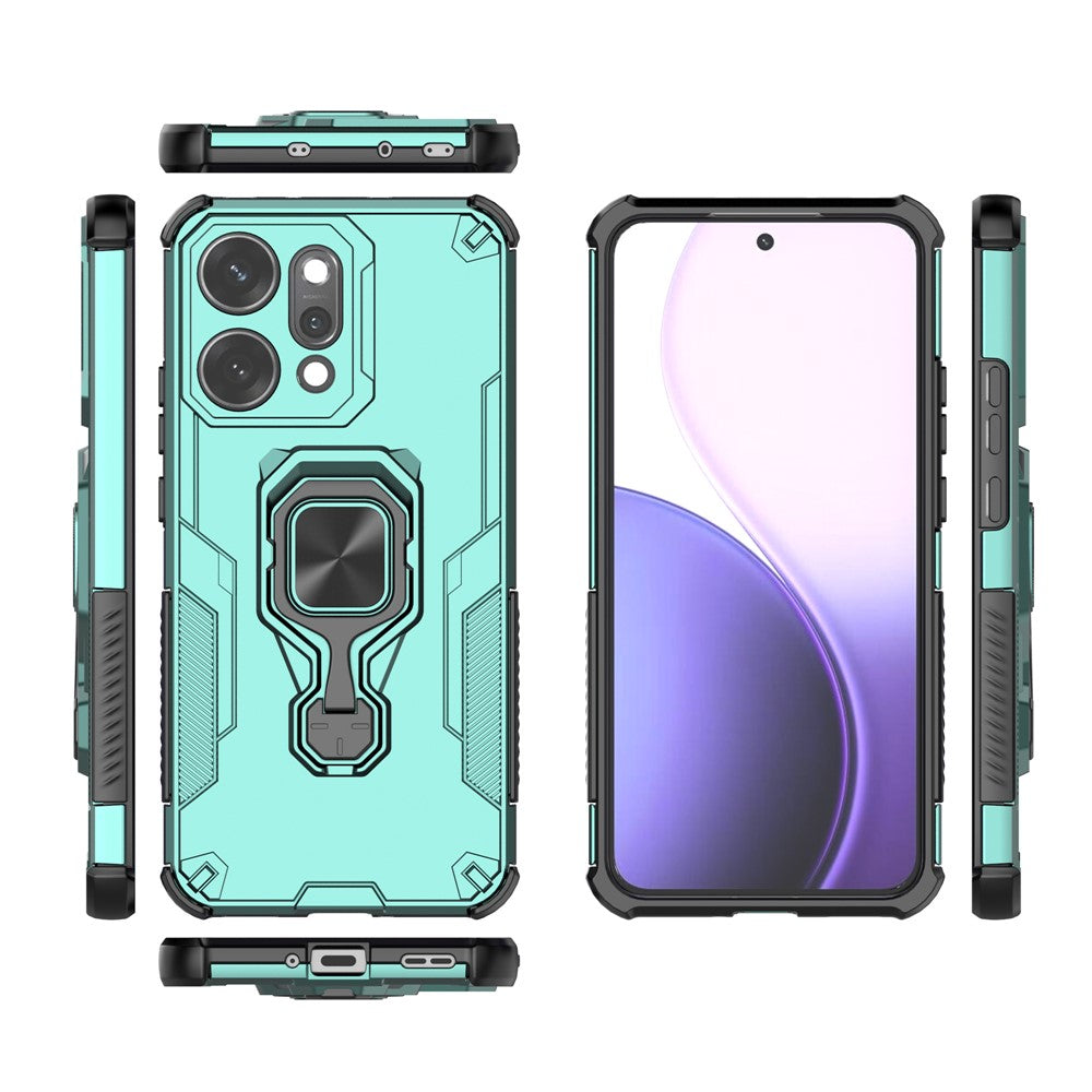 For Oppo Reno14 Pro 5G (Global) Case Rotatable Ring Kickstand PC + TPU Shockproof Phone Cover - Green